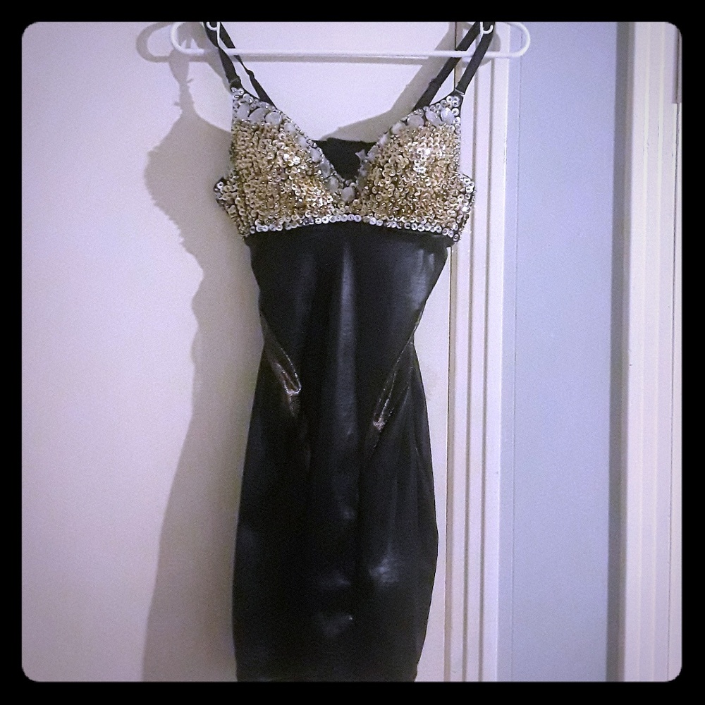 Fuax Leather Cocktail Dress